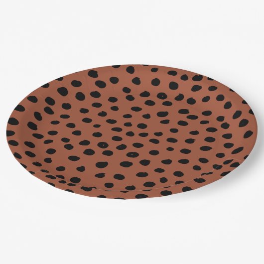 Leopard Print Stippen Rust Terracotta Cheetah Spot Papieren Bordje (Gekanteld)