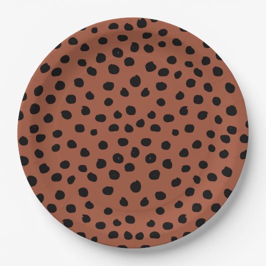 Leopard Print Stippen Rust Terracotta Cheetah Spot Papieren Bordje (Voorkant)