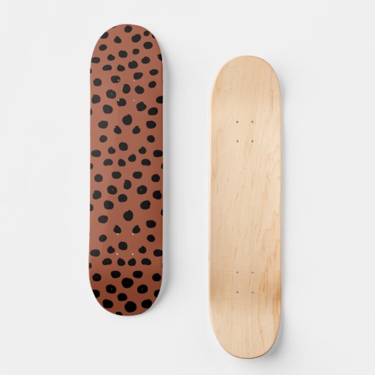 Leopard Print Stippen Rust Terracotta Cheetah Spot Persoonlijk Skateboard (Voorkant)