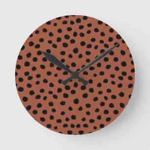 Leopard Print Stippen Rust Terracotta Cheetah Spot Ronde Klok
