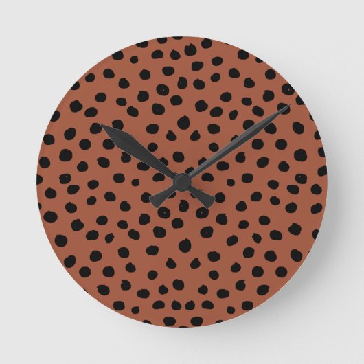 Leopard Print Stippen Rust Terracotta Cheetah Spot Ronde Klok (Voorkant)