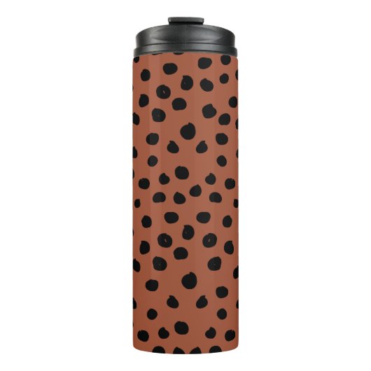 Leopard Print Stippen Rust Terracotta Cheetah Spot Thermosbeker (Voorkant)