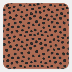 Leopard Print Stippen Rust Terracotta Cheetah Spot Vierkante Sticker
