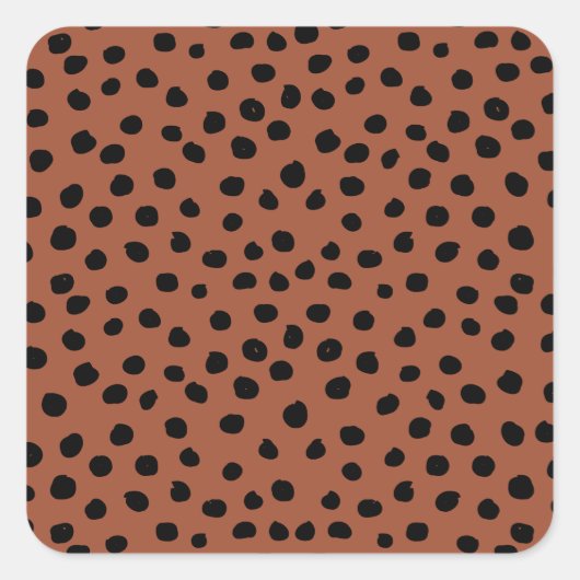 Leopard Print Stippen Rust Terracotta Cheetah Spot Vierkante Sticker (Voorkant)