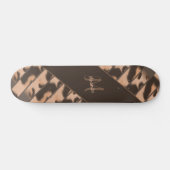 Leopard Print Striped Personated Monogram Name Persoonlijk Skateboard (Horizontaal)