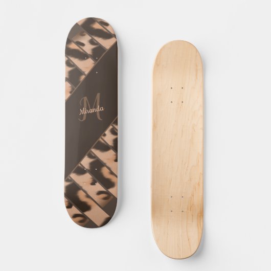 Leopard Print Striped Personated Monogram Name Persoonlijk Skateboard (Voorkant)