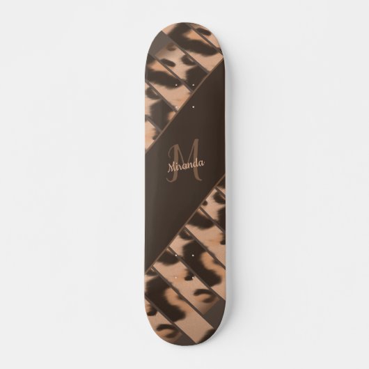 Leopard Print Striped Personated Monogram Name Persoonlijk Skateboard (Voorkant)