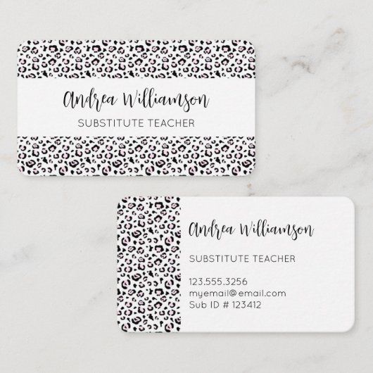 Leopard Print Substitute leraar Visitekaartje (Voorkant / Achterkant)