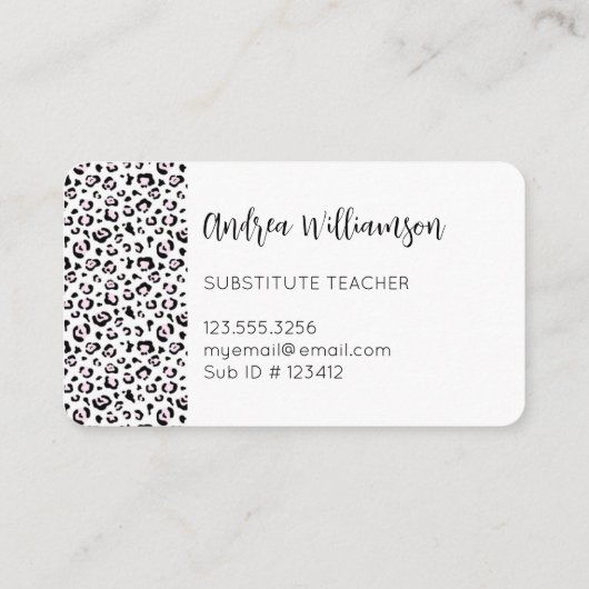 Leopard Print Substitute leraar Visitekaartje (Achterkant)