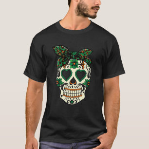 Leopard Print Sugar Skull, Irish Women St Patrick T-shirt