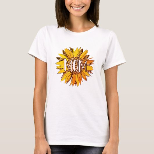 Leopard Print Sunflower MOM T-shirt (Voorkant)