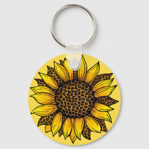 Leopard Print Sunflower Sleutelhanger