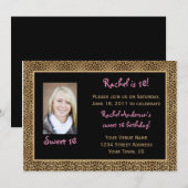 Leopard Print Sweet 16 Birthday Uitnodiging (Voorkant / Achterkant)
