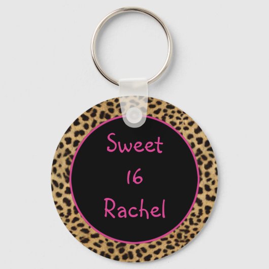 Leopard Print Sweet 16 Sleutelhanger (Voorkant)