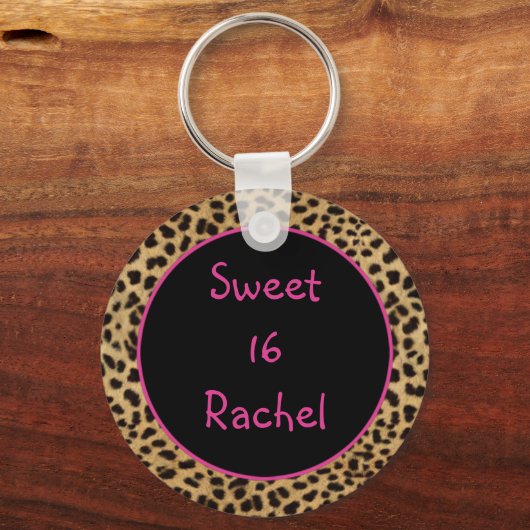 Leopard Print Sweet 16 Sleutelhanger (Voorkant)