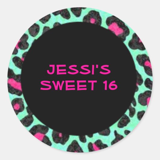 Leopard Print Sweet 16 Stickers (Voorkant)