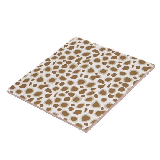 Leopard Print - Taupe Tan en White Tegeltje (Zijkant)