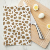 Leopard Print - Taupe Tan en White Theedoek (Quarter Fold)