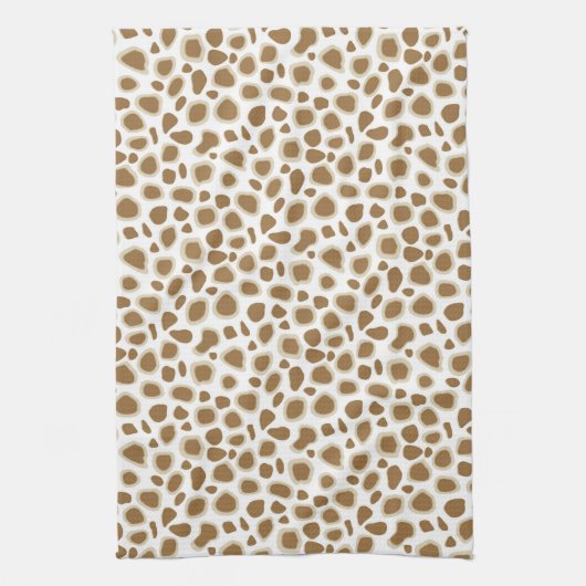 Leopard Print - Taupe Tan en White Theedoek (Verticaal)