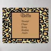Leopard Print Teen Girl Name Wall Art Poster (Voorkant)