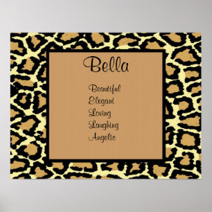 Leopard Print Teen Girl Name Wall Art Poster