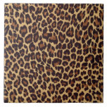 Leopard Print Tegeltje<br><div class="desc">Mooie exotische gevlekte gouden en zwarte luipaard print.</div>