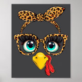 Leopard Print Thanksgiving Funny Turkey Face Gles (Voorkant)