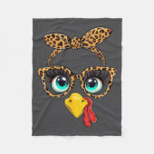 Leopard Print Thanksgiving Funny Turkey Face Gles  Fleece Deken (Voorkant)