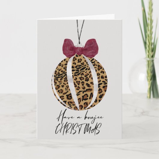 Leopard Print Tree Ornament Boujee Kerstmis Kaart (Voorkant)