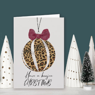 Leopard Print Tree Ornament Boujee Kerstmis Kaart