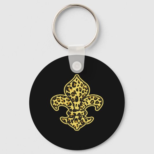 Leopard Print Trendy Mode Dierenpatroon Fleur Sleutelhanger (Voorkant)
