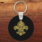 Leopard Print Trendy Mode Dierenpatroon Fleur Sleutelhanger (Voorkant)