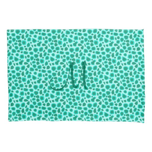 Leopard Print - Turquoise en Aqua Kussensloop (Voorkant)
