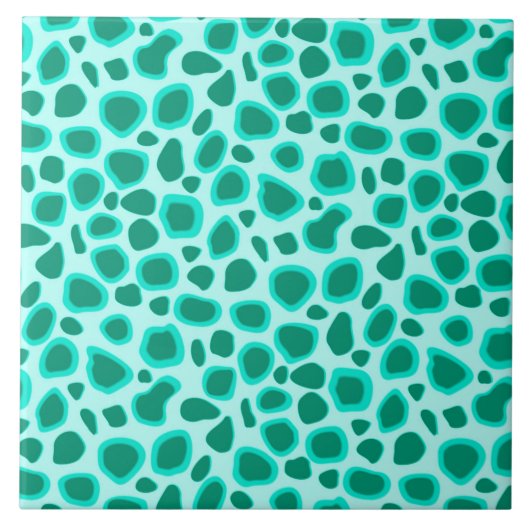 Leopard Print - Turquoise en Aqua Tegeltje (Voorkant)