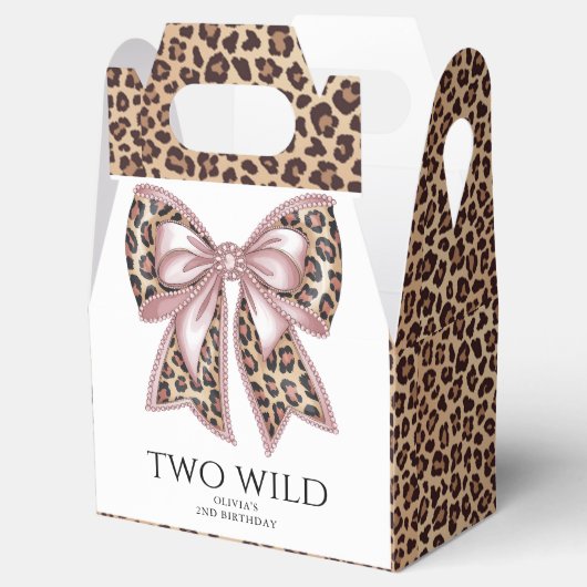 Leopard Print Twee Wild Bow 2e verjaardag Bedankdoosjes (Geopend)