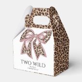 Leopard Print Twee Wild Bow 2e verjaardag Bedankdoosjes (Voorkant Zijde)