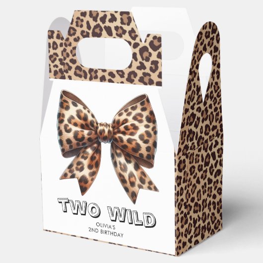 Leopard Print Twee Wild Bow 2e verjaardag Bedankdoosjes (Geopend)