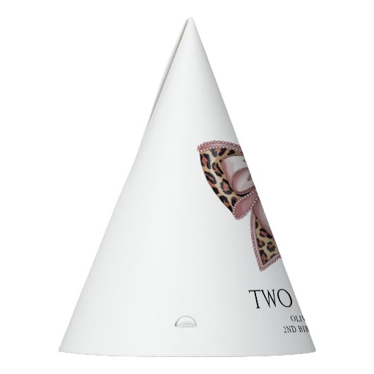 Leopard Print Twee Wild Bow 2e verjaardag Feesthoedjes (Links)