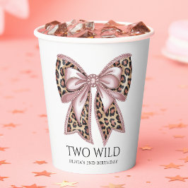 Leopard Print Twee Wild Bow 2e verjaardag Papieren Bekers