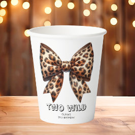 Leopard Print Twee Wild Bow 2e verjaardag Papieren Bekers