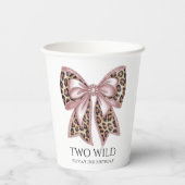Leopard Print Twee Wild Bow 2e verjaardag Papieren Bekers (Achterkant)