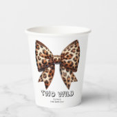 Leopard Print Twee Wild Bow 2e verjaardag Papieren Bekers (Voorkant)