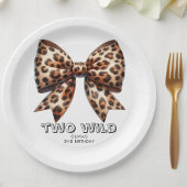 Leopard Print Twee Wild Bow 2e verjaardag Papieren Bordje