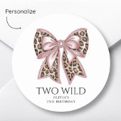 Leopard Print Twee Wild Bow 2e verjaardag Ronde Sticker