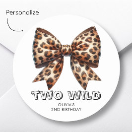 Leopard Print Twee Wild Bow 2e verjaardag Ronde Sticker
