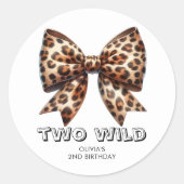 Leopard Print Twee Wild Bow 2e verjaardag Ronde Sticker (Voorkant)