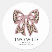 Leopard Print Twee Wild Bow 2e verjaardag Ronde Sticker (Voorkant)