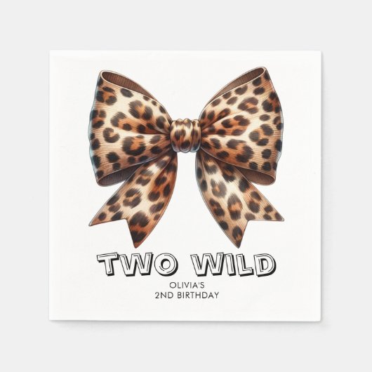 Leopard Print Twee Wild Bow 2e verjaardag Servet (Voorkant)