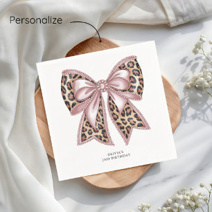 Leopard Print Twee Wild Bow 2e verjaardag Servet
