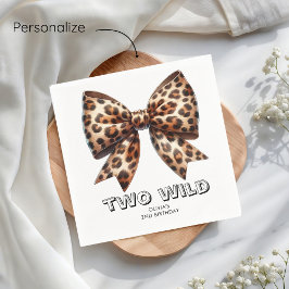 Leopard Print Twee Wild Bow 2e verjaardag Servet